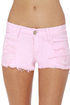 Shortcut-off Slashed Pink Denim Shorts