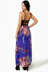Bad to the Bustier Blue Floral Print Maxi Dress