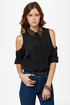 Mag-neato Black Button-Up Studded Top