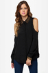 Mag-neato Black Button-Up Studded Top