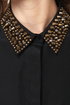 Mag-neato Black Button-Up Studded Top