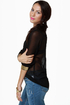 Bead-sy Bee Sheer Black Button-Up Top