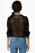 Bead-sy Bee Sheer Black Button-Up Top