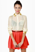 Bead-sy Bee Sheer Cream Button-Up Top