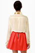 Bead-sy Bee Sheer Cream Button-Up Top