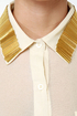 Bead-sy Bee Sheer Cream Button-Up Top