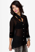 Back to Skull Black Button-Up Top
