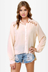Sooner or Lattice Pink Button-Up Top