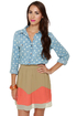 Roll Call Taupe and Coral Mini Skirt