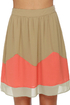 Roll Call Taupe and Coral Mini Skirt