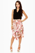 Birds in Paradise Bird Print Midi Skirt