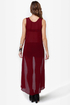 Smooth Move Sheer High-Low Wine Red Top