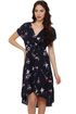 Three Little Birds Navy Blue Print Dress