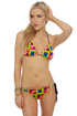 Geo Neo Neon Print String Bikini