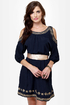 Greek Squad Embroidered Navy Blue Dress