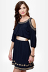 Greek Squad Embroidered Navy Blue Dress