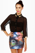 Metal Detector Black Button-Up Top