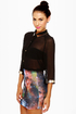 Metal Detector Black Button-Up Top