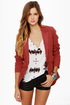 Volcom Zip It Rust Red Corduroy Blazer