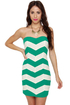 Chevron Cloud Nine Strapless Teal Dress