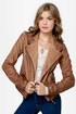 Black Sheep Heart Brown Vegan Leather Moto Jacket