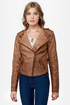 Black Sheep Heart Brown Vegan Leather Moto Jacket