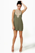 Midnight Mystery Gold and Olive Green Dress