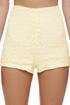 Hot Prance High-Waisted Cream Lace Shorts