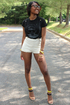 Hot Prance High-Waisted Cream Lace Shorts