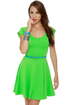 Cross and Effect Neon Green Dress