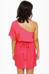 Cute and Kissable One Shoulder Coral Red Dress