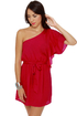 Cute and Kissable One Shoulder Red Dress