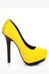 Dollhouse Dulce Yellow Lycra and Patent Platform Pumps