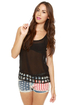 Lattice Entertain You Sheer Black Tank Top