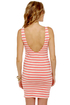 Stripe Back at Ya Coral and Ivory Striped Dress