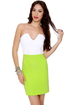 Dynamo Strapless White and Neon Green Dress