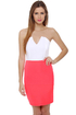 Dynamo Strapless White and Neon Pink Dress