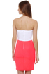 Dynamo Strapless White and Neon Pink Dress