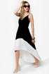 What Goes Around High Low Ivory and Black Dress