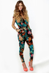 Gypsy Junkies Ziggy Disco Floral Print Jumpsuit
