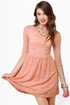 Just Peachy Dusty Peach Lace Dress