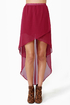 Fall for It High-Low Wine Red Skirt