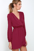 That\'s a Wrap Plum Long Sleeve Dress