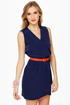 Mind the Wrap Sleeveless Navy Blue Dress