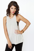 Cut a Cross Heathered Beige Tank Top