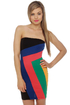 Broadcast Live Strapless Color Block Dress