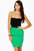 Lovecats Strapless Black and Green Dress