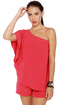 Magnificent Matador One Shoulder Coral Red Romper