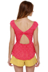 Lace Makes Waist Fuchsia Pink Top