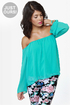 Landslide Off-the-Shoulder Turquoise Top